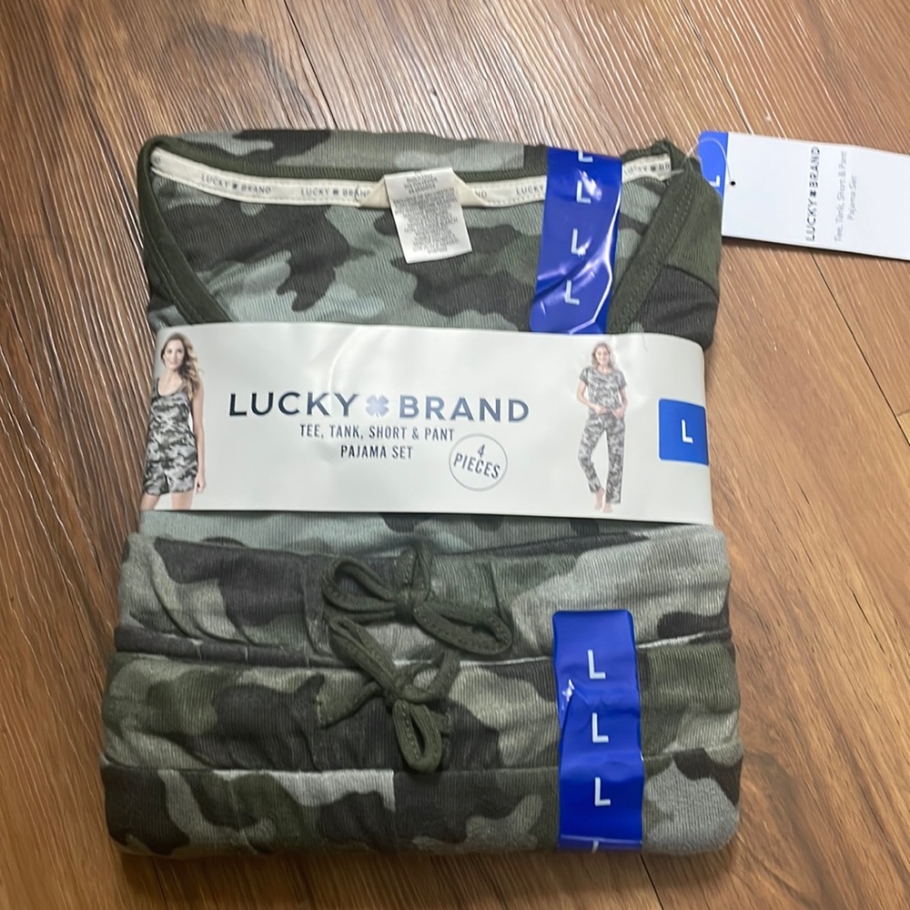 Lucky brand military army camouflage four piece pajama set‎